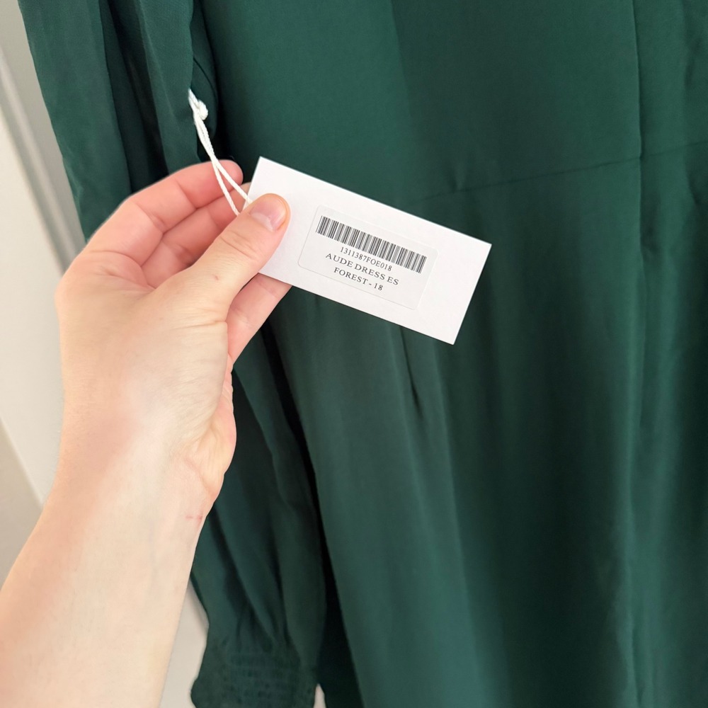 Reformation Aude High Neck Midi Dress Forest Green Sleeve Womens 18 NWT Classy - Picture 6 of 7